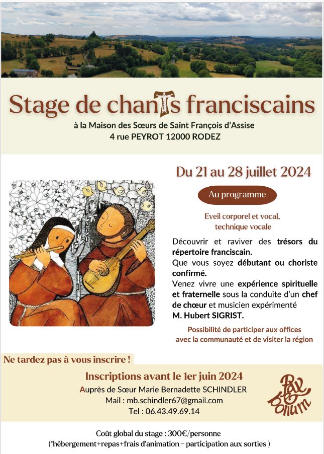 stage chants franciscains 2024 flyer